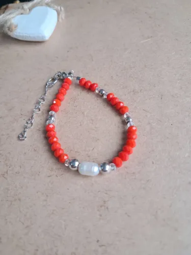 Pulseira cristal, pérola água doce e prata 925