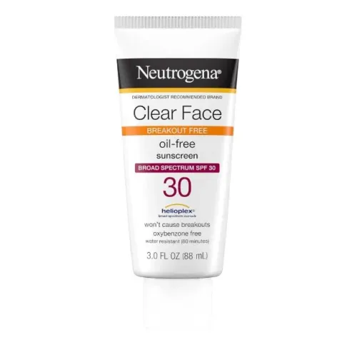 Neutrogena Clear Face Sunscreen Lotion for Acne-Prone Skin, SPF 50 Facial Sunscreen 88ml