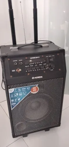 Caixa Amplificada Mondial Connect Pro II Bluetooth + Microfone Sem Fio