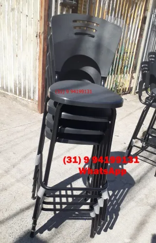 Banquetas Altas Novas Cor Preta 70 cm do assento ao chão Frete Gratis