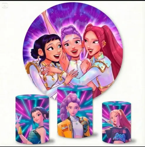 Kit capa de painel redondo e capa cilindros guerreiras do k-pop