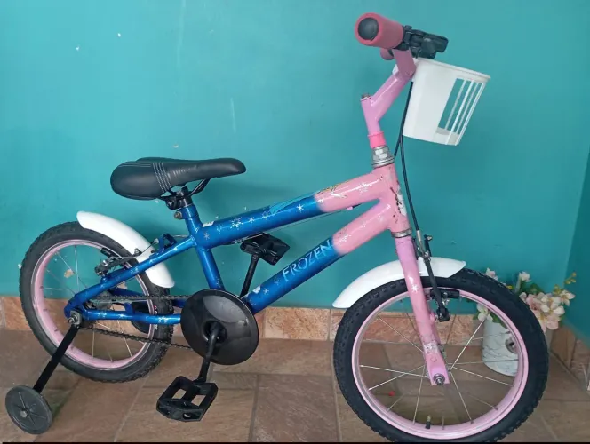 Bicicleta infantil aro 16 quadro grafitado frozen