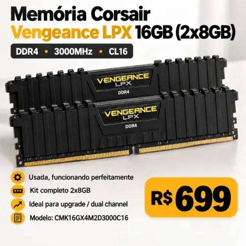 Memória RAM Corsair Vengeance LPX 16GB (2x8GB) DDR4 3000MHz CL16