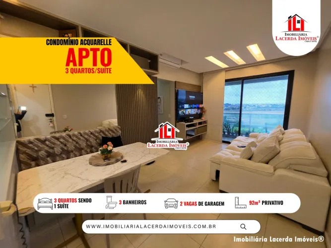 Acquarelle, Apartamento com 3 quartos sendo 1 suíte, 92m², Vista Rio Negro