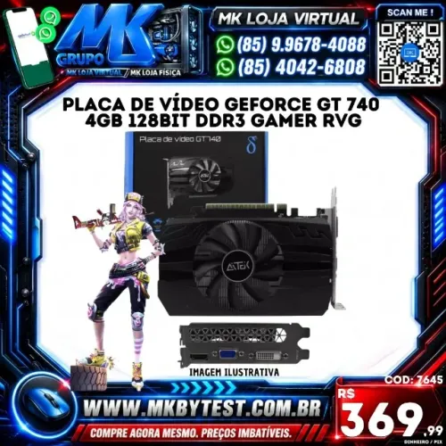 PLACA DE VIDEO 4GB DDR5 PCI EX 2.0,16X VGA, HDMI E DVI-D DELTA-GT740