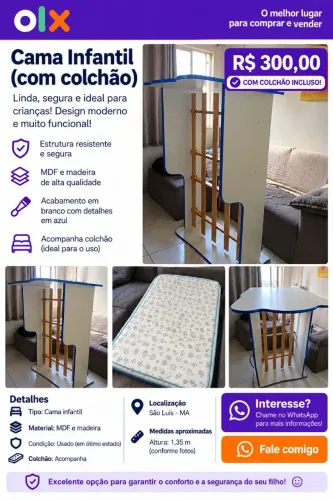 Cama com colchão Infantil 