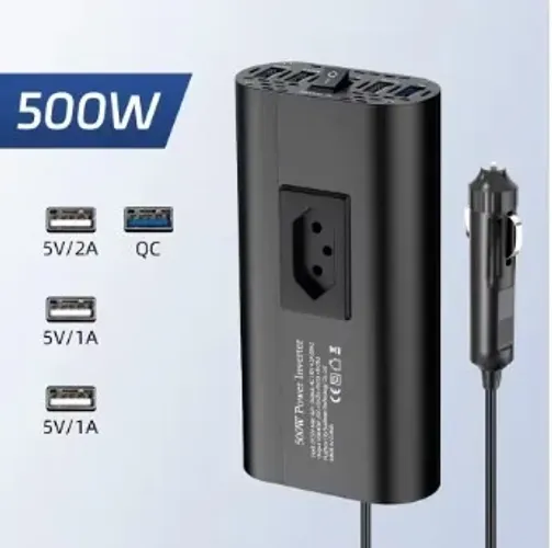 Inversor Automotivo 12V para 220V 500W 60HZ Portatil Starlink Mini, Carregador Notebook