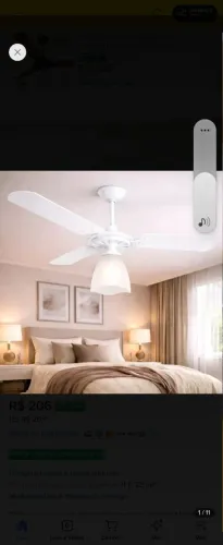 Ventilador de Teto Ventilow Luna de 3 Pás Branco 127V Silencioso