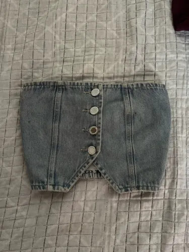 ? Corset / Top Cai-Cai em Jeans - Estado Impecável! ?