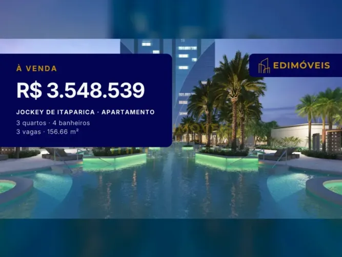 Seu novo lar no Jockey: Apartamento 3 suítes em resort sofisticado