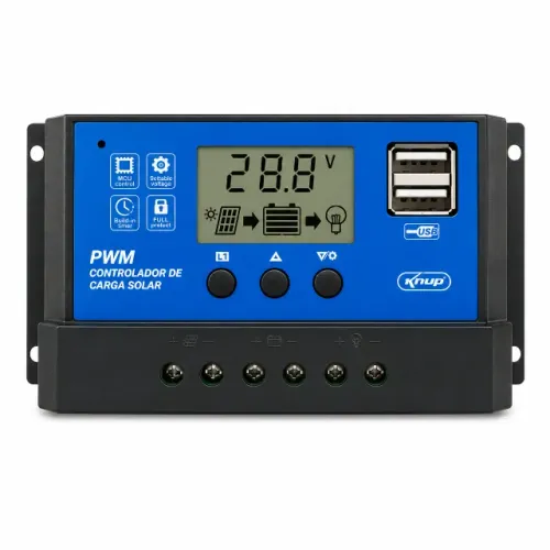 Controlador de Carga Solar Knup KP-AD60A PWM 60A 12V/24V Automático Display LCD USB pode r