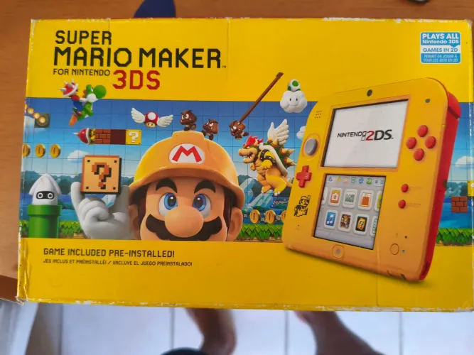 NINTENDO 2DS EDIÇÃO SUPER MARIO MAKER 2desbloqueio+caixa+carregador+memory card