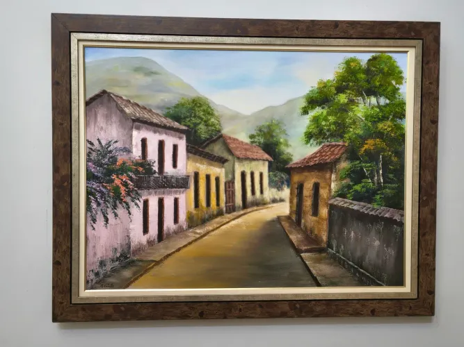 Quadro Decorativo Cidade Histórica 60x80 em Óleo
