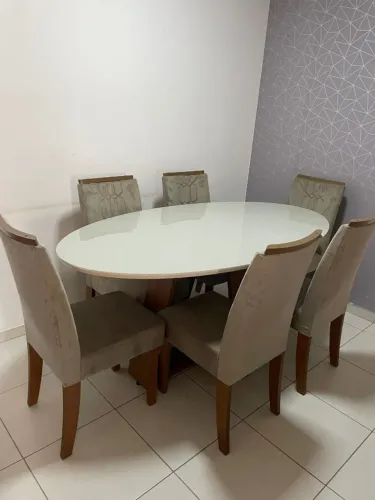 Mesa de Jantar 6 Cadeiras com Tampo de Vidro Oval 1,80m  (Novo) Entrega Grátis! 