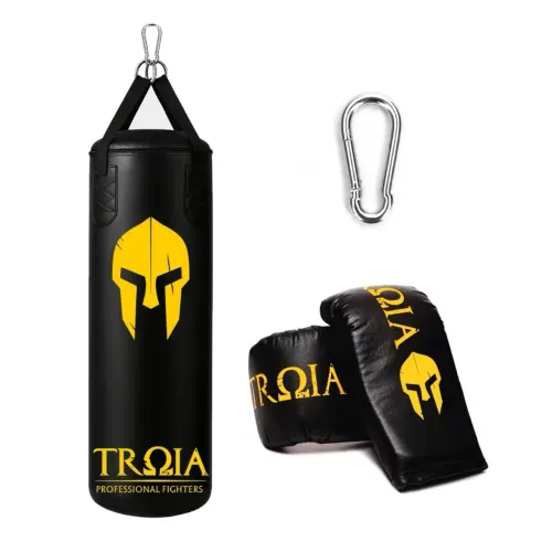 Kit Barra Fixa Parede + Saco de Pancada Troia CHEIO + Luva