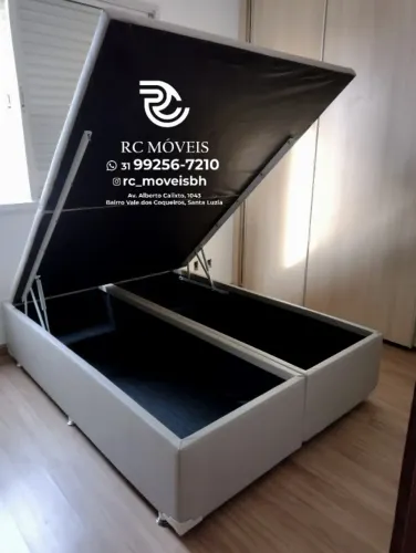Cama box Baú Super King 1.93x2.03 Bipartido Blindado com Pistão a Gás