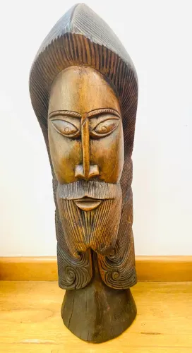 Escultura Rosto de Jesus Cristo em Madeira 