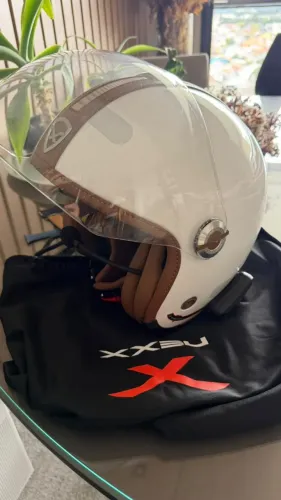 Capacete Nexx X70 Groovy Branco/Caramelo + Intercomunicador Cardo - Tam 60 (Novo)