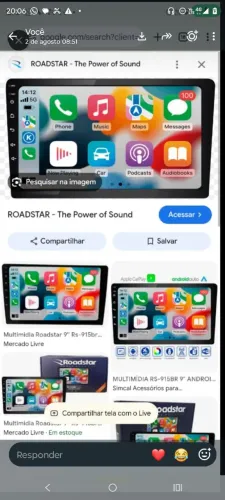 Multimídia ROADSTAR RS-915BR 9" Android.