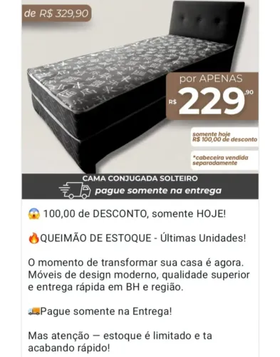 Cama box solteiro ortopédica. Possui uma fina camada de espuma,recomendamos uso de colc