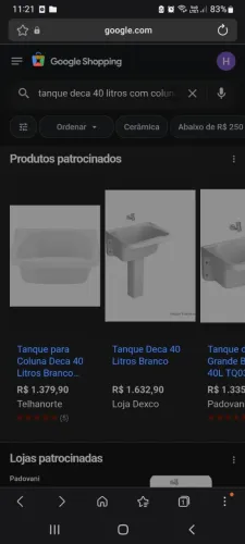 Tanque deca 40 l cerâmica com base