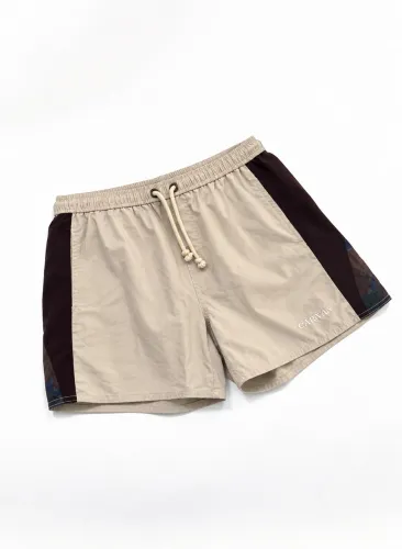 Carnan Standard Shorts - Bege com Painel Lateral