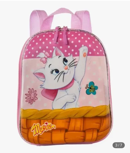 Kit Mochila Gatinha Marie 3D infantil