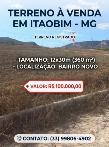 Terreno em itaobim mg