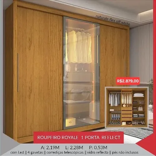 ROUPEIRO ROYALE 1 PORTA REFLECT