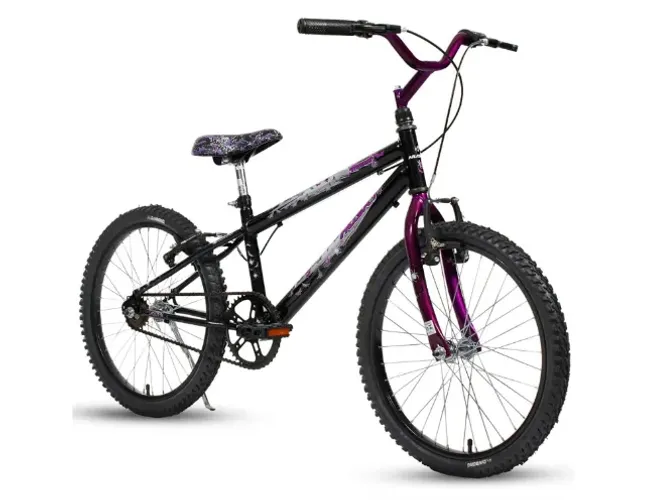 Bicicleta Aro 20 Feminina Infantil Roxa e Preta Menina Husky