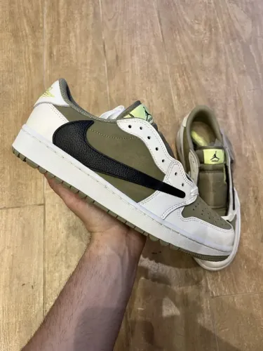 tênis travis scott x air jordan 1 low golf neutral olive