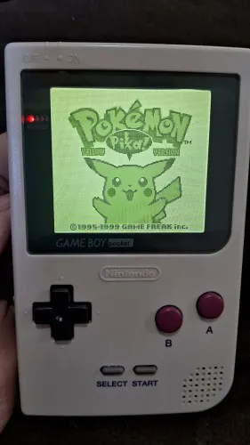 Game boy pocket edição clássico + tela ips + jogo original pikachu 