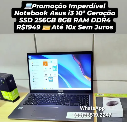 Promoção Imperdível Notebook Asus i3 10ª SSD256GB 8GB RAM DDR4 Até 10x Sem Juros