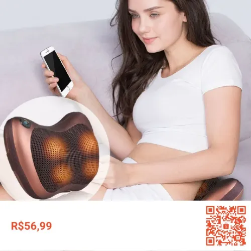 Massageador 8 Bolas Shiatsu Lombar Pescoço Casa e Veicular Almofada