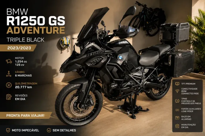 BMW r1250 triplo black adventure all black