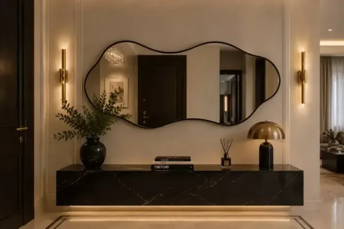Espelho Orgânico grande com Moldura Lapidado 100x50 Preto [novo]