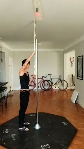 Pole dance giratório com base fixa desmontável