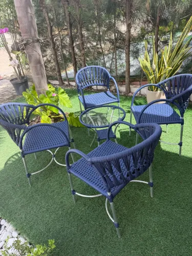 Conjunto de cadeira corda sintética e mesa de centro c 
