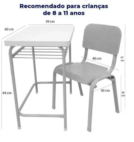 Lote com 50 conjuntos de carteiras e cadeiras escolares