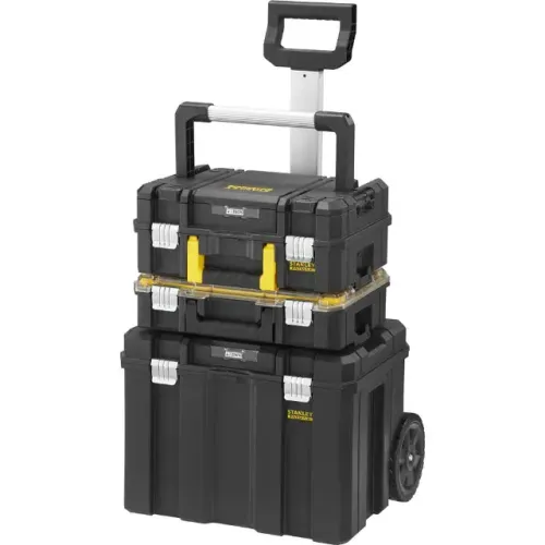 Caixa plástica para ferramentas 3 módulos, com rodas e alça, "Pro-Stack", FMST1-80103 STAN