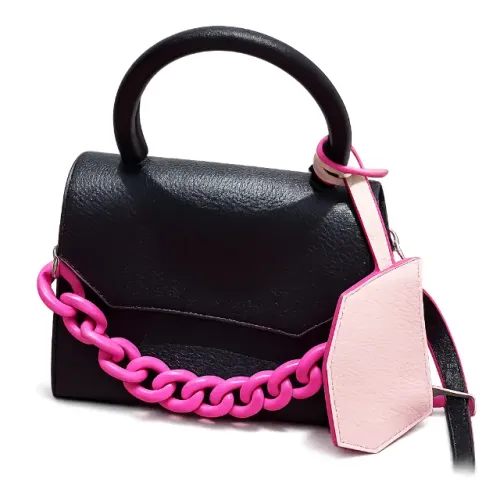 Bolsa Arezzo preta com pink