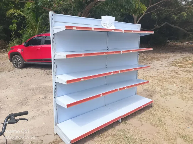 Gôndola de mercado dupla 2 lados - prateleira aço supermercado 