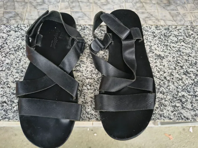 Sandália masculina couro legítimo preto N. 44
