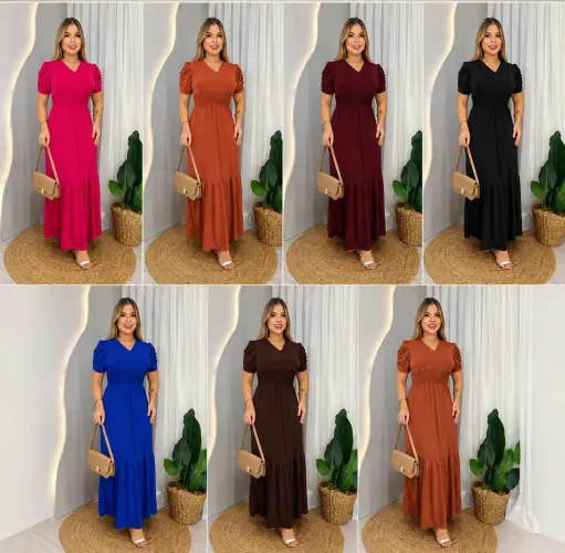 Vestidos Moda Evangélica ATACADO Liso Longos CURTOS Solicite nosso catálogo completo