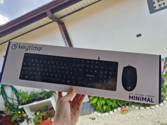 TECLADO E MOUSE ESCRITÓRIO KEYTIME PRETO NOVO