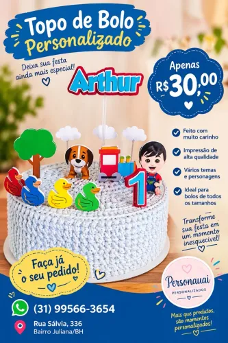 Topo de bolo personalizado