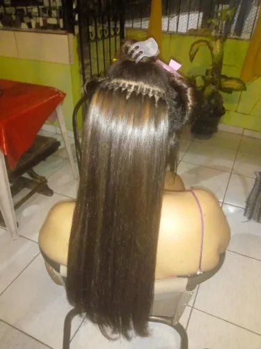 Aplicação de mega hair nó italiano!