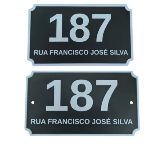 Placa Residencial Personalizada com Número + Nome da Rua