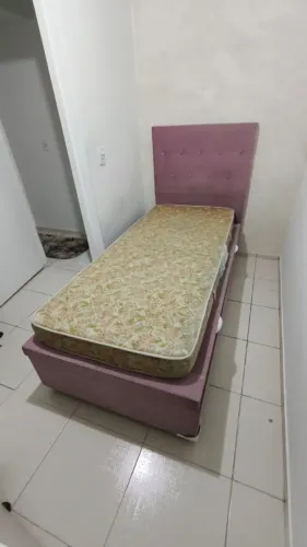 cama de solteiro baú, com cabeceira e colção