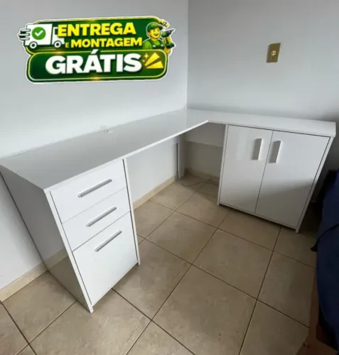 Escrivaninha em L - Branco